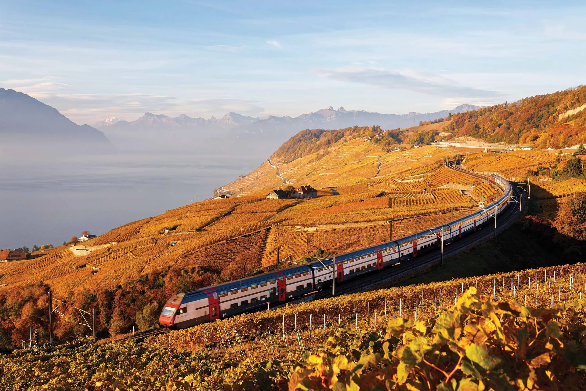 Train at Lake Geneva