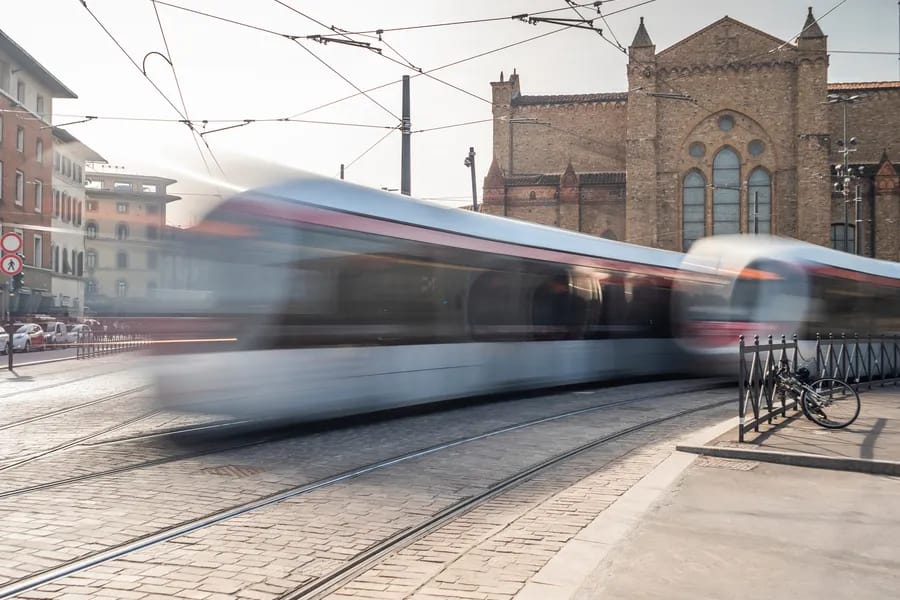 Italy, Tuscany, Florence, Santa Maria Novella, driving tramways