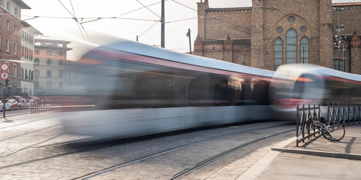 Italy, Tuscany, Florence, Santa Maria Novella, driving tramways